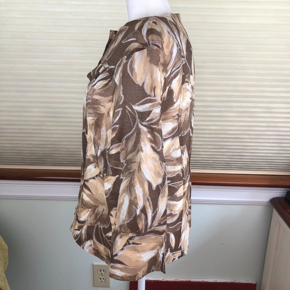 Alfred Dunner Beige Brown Leaf Print Lightweight Jacket Artsy Quiet Luxury - Picture 4 of 17